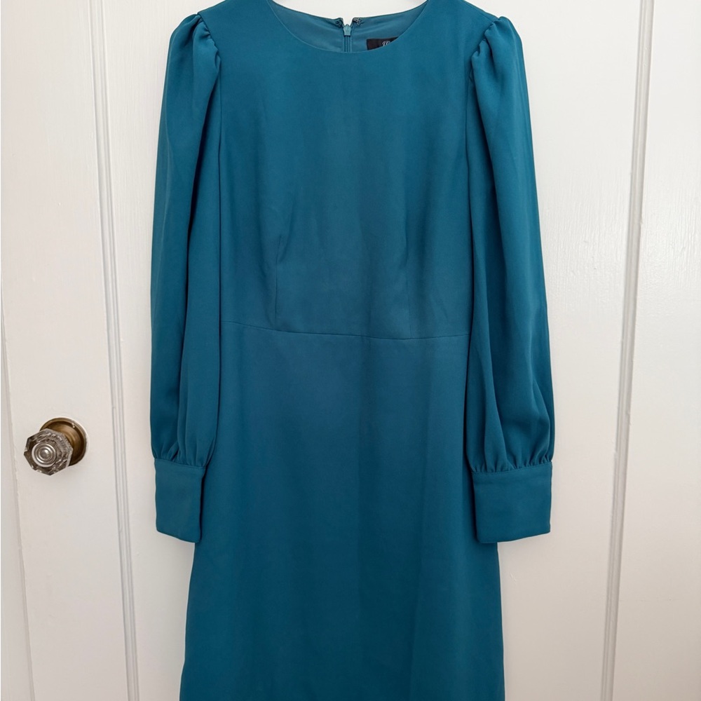 J.Crew Teal Long Sleeve Shift Dress - Women's Classic